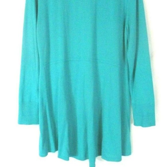 NWT ISAAC MIZRAHI DROP SHOULDER OPEN SWEATER CARDIGAN PEACOCK BLUE XXS - Picture 3 of 7